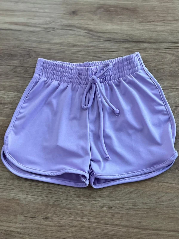 SHORT LISO BÁSICO NYLON CORDÃO ELÁSTICO CÓS MENINA CINTI LILÁS / 12