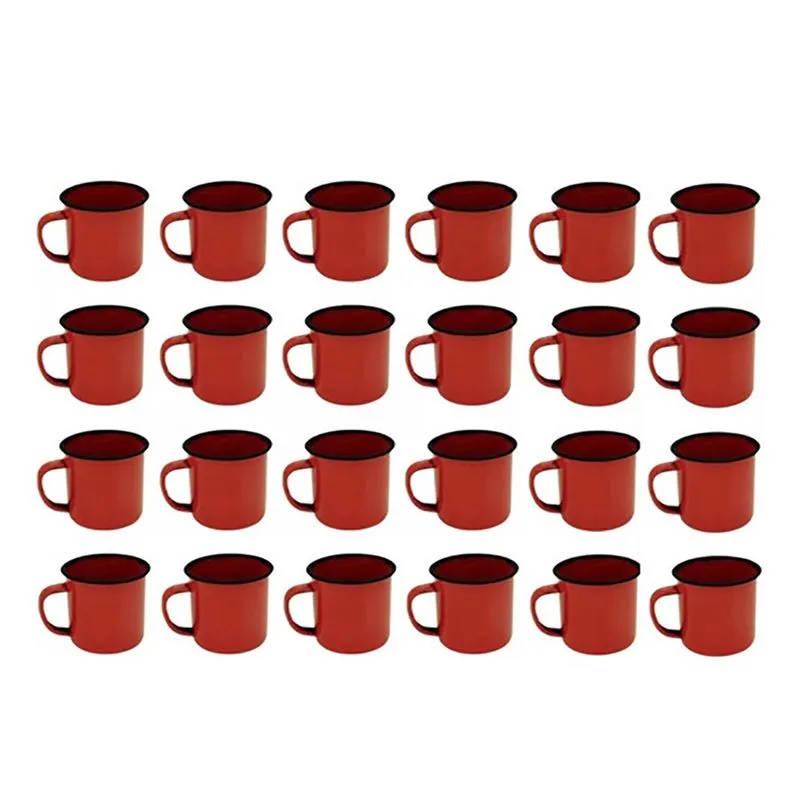 Caneca Esmaltada Retro 150ml Vermelha Vintage Jogo 36 Pcs