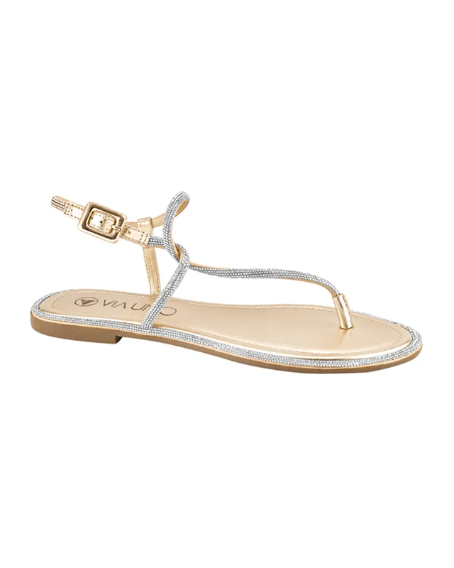 Sandalia Flat 1008007 Tir New Cristal Ouro Light Cristal Ouro Light / 36