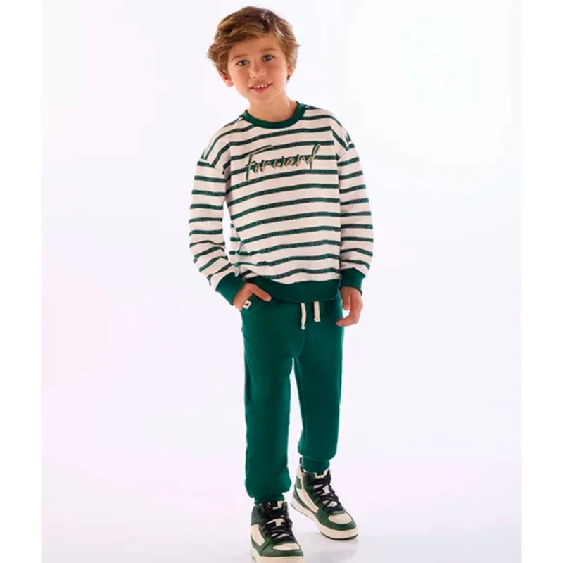 Conjunto Blusão Listrado E Calça Moletom Quimby Masculino 06 / Azul