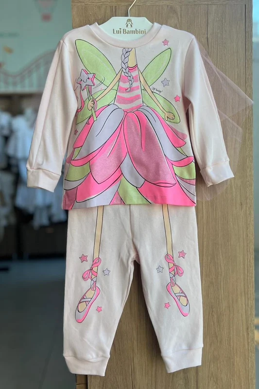 CONJUNTO PIIJAMA BLUSA MANGA LONGA FADA SUEDINE E CALÇA TULE MENINA UP BABY Rosa / 6