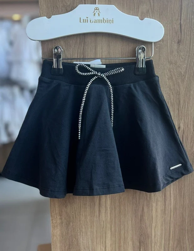 SHORT SAIA CORDÃO LAÇO ELÁSTICO CÓS MENINA QUIMBY PRETO / 10