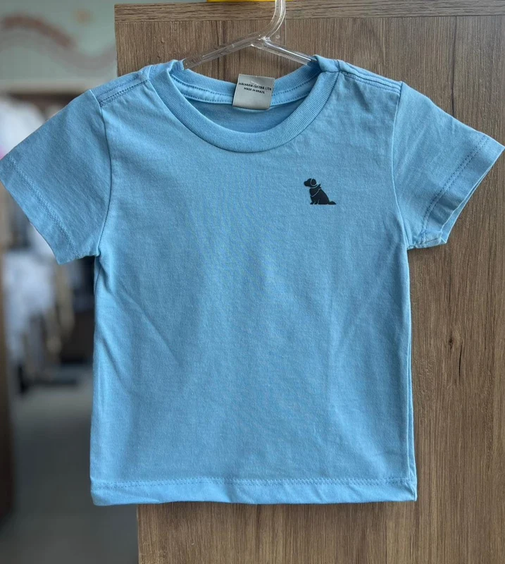 CAMISETA MANGA CURTA BÁSICA LISA MINIMALISTA CACHORRO MENINO QUIMBY AZUL CLARO / 10