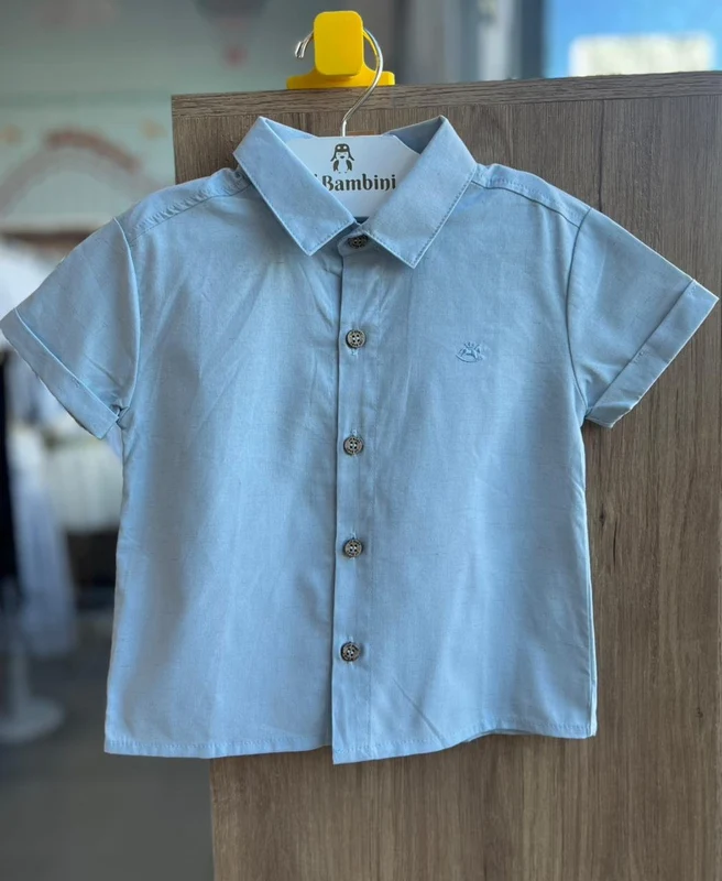 CAMISA MANGA CURTA BOTÕES MINIMALISTA MENINO UP BABY AZUL CLARO / 4