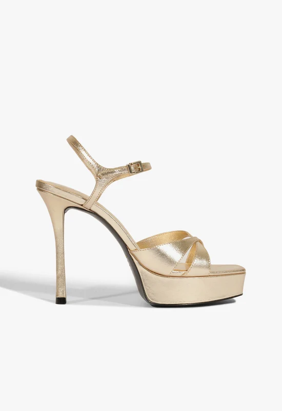 Maxine Leather Sandal 10.5 / Platinum / Metallic