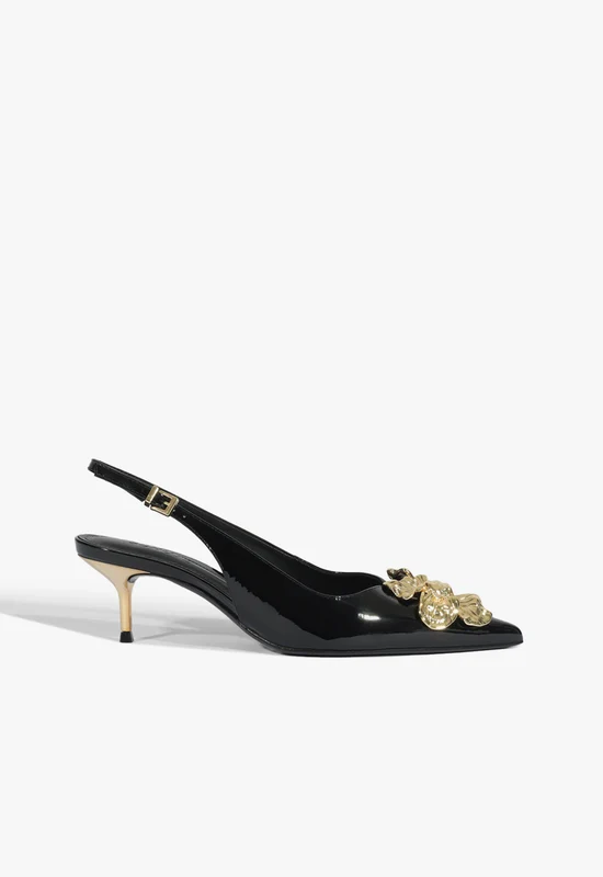Flora Mid Patent Pump 10 / Black / Patent