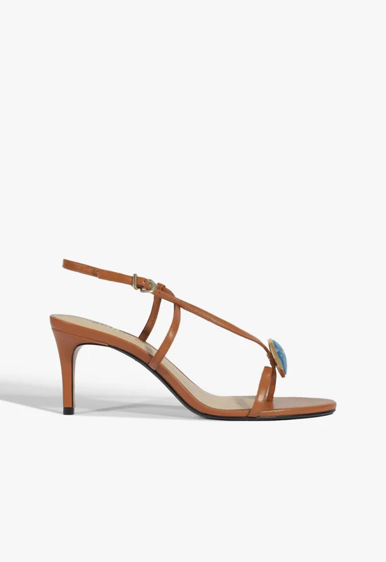Azure Mid Embellished Leather Sandal 10.5 / Miele / Leather