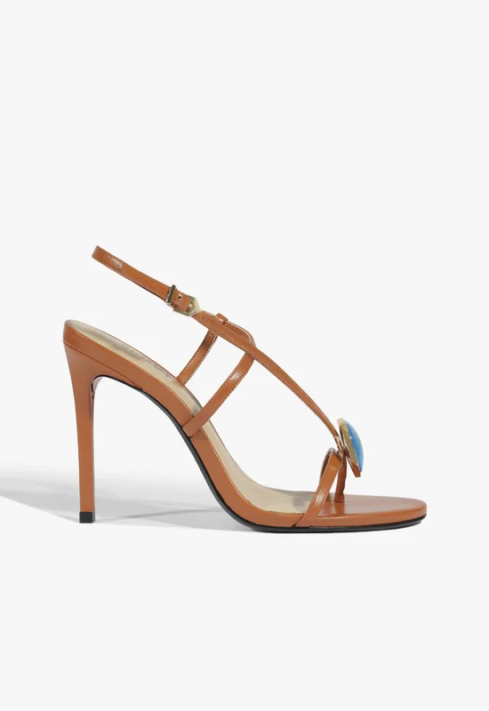 Azure Embellished Leather Sandal 11 / Miele / Leather