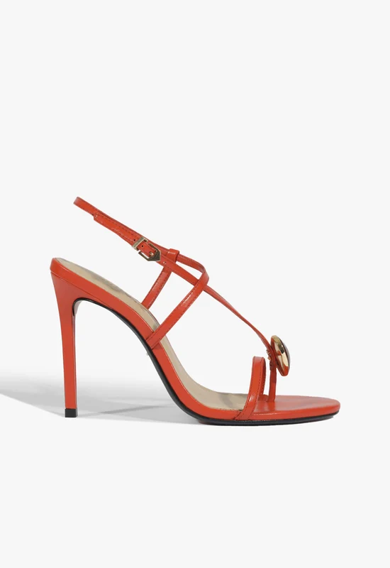 Azure Embellished Leather Sandal 6 / Orange Clay / Leather