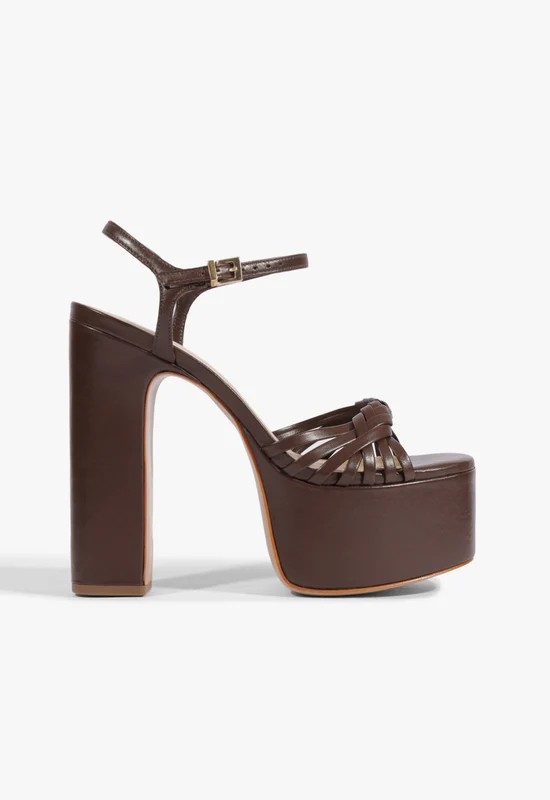 Tara Platform Leather Sandal 9.5 / Chestnut Brown / Leather