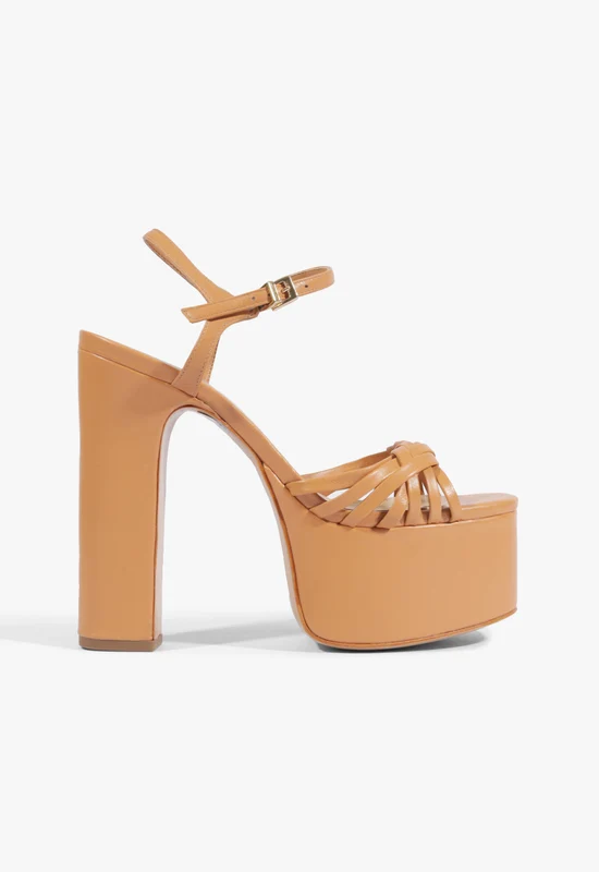 Tara Platform Leather Sandal 7 / Earth Clay / Leather