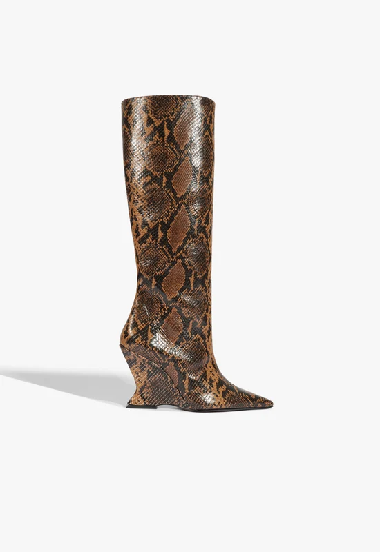 Siena Leather Boot 8 / Pecan Brown / Snake