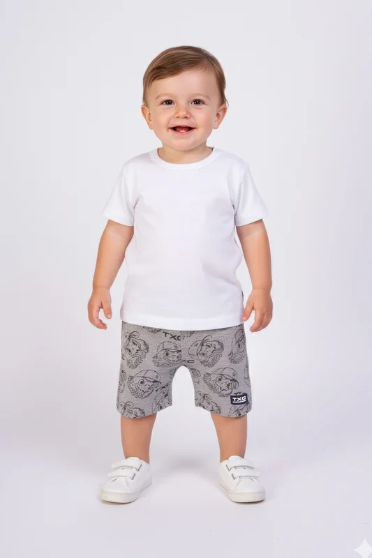 BERMUDA REGULAR MOLETINHO 8909I INFANTIL MESCLA MEDIO / 24M