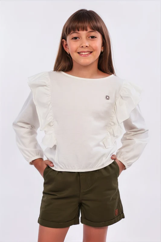 BLUSA REGULAR MALHA 51330I INFANTIL AREIA / 4A