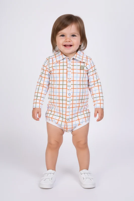 BODY CAMISA ML REGULAR FIO 30 COTTON BO INFANTIL XADREZ / 9M