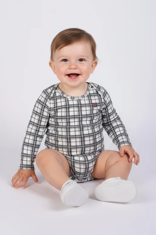 BODY CAMISA ML COTTON BOD00042 INFANTIL XADREZ / 6M