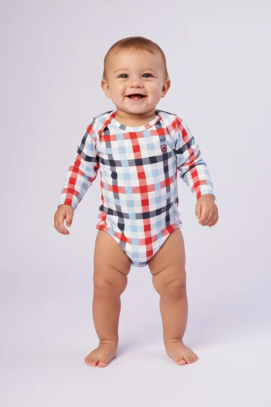 BODY CAMISA ML REGULAR FIO 30 COTTON BO INFANTIL XADREZ / 9M