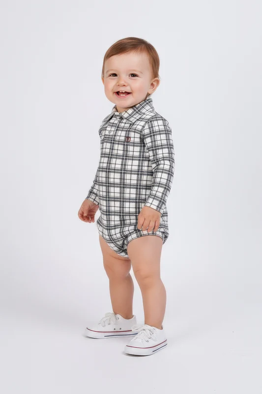 BODY POLO ML FIO 30 BOD00048 INFANTIL XADREZ / 12M