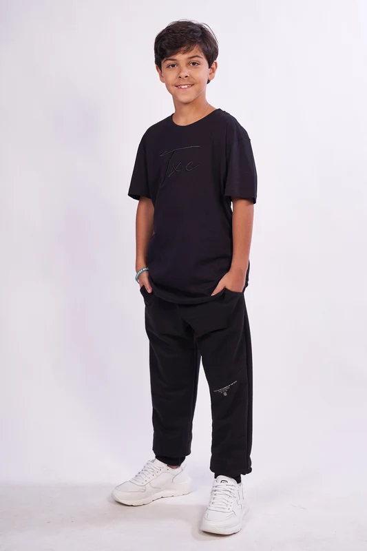 CALCA REGULAR MOLETOM 25129I INFANTIL PRETO / 12A