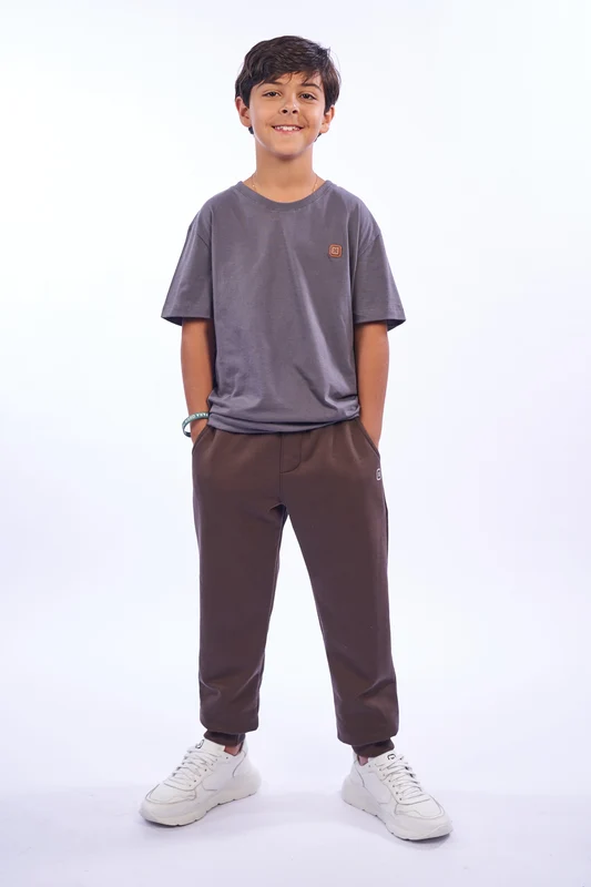 CALCA REGULAR MOLETOM 25128I INFANTIL MARROM ESCURO / 12A