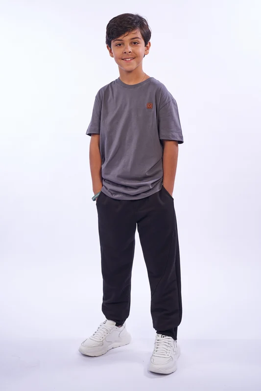 CALCA REGULAR MOLETOM 25133I INFANTIL PRETO / 18A