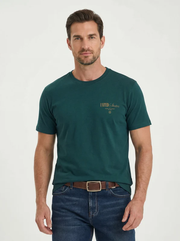 CAMISETA FIO 30 REGULAR 192873 VERDE ESCURO / GG