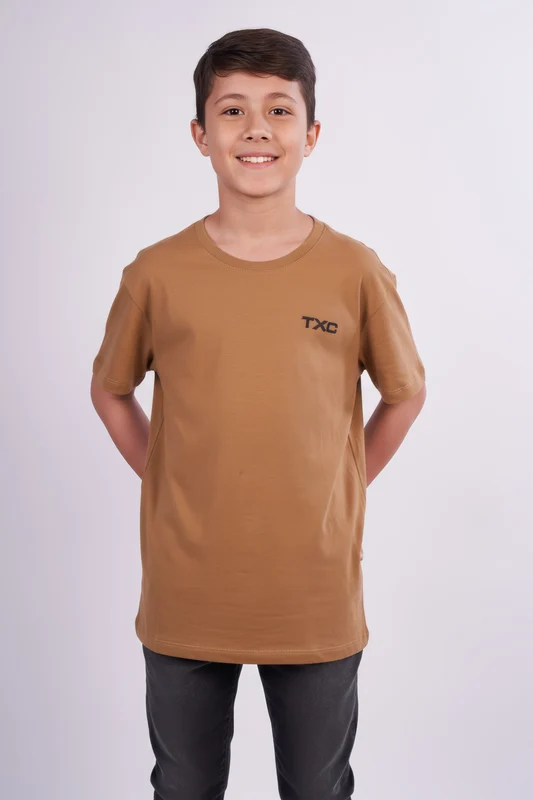 CAMISETA REGULAR FIO 30 195002I INFANTIL MARROM CLARO / 2A