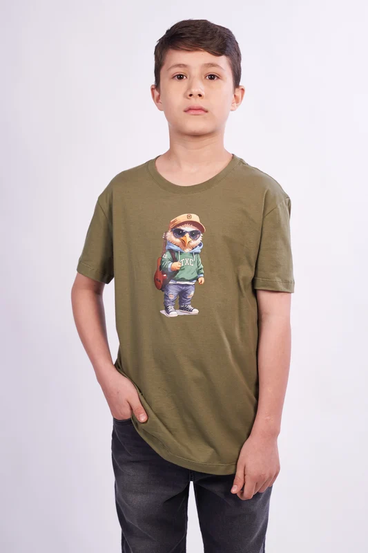 CAMISETA REGULAR FIO 30 195003I INFANTIL VERDE MILITAR / 4A