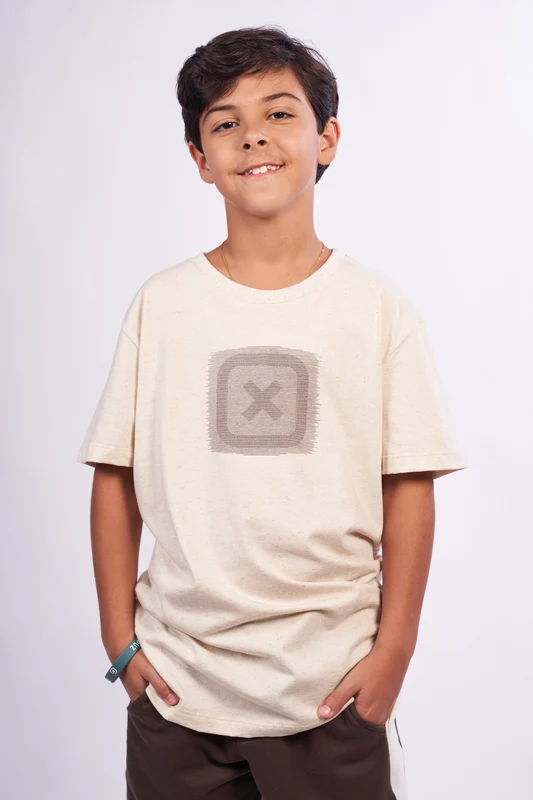 CAMISETA REGULAR MALHA 195020I INFANTIL AREIA / 12A