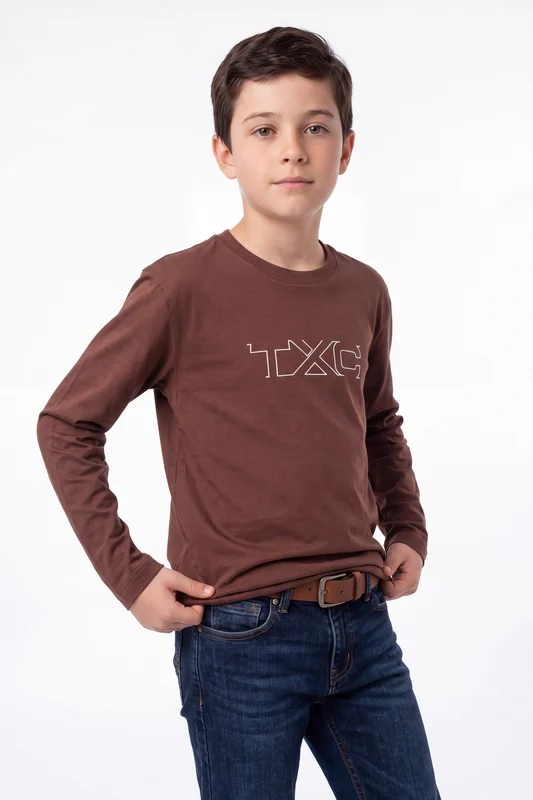 CAMISETA REGULAR FIO 30 195021I INFANTIL MARROM ESCURO / 18A