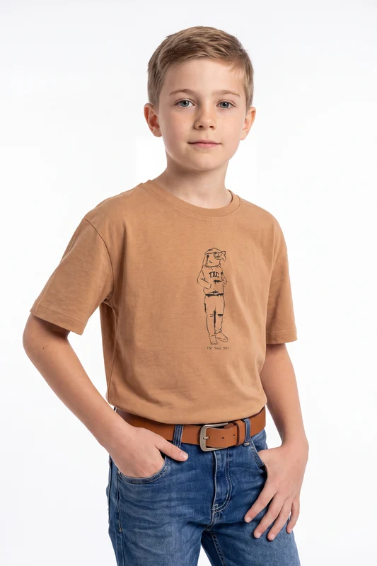 CAMISETA REGULAR FIO 30 192870I INFANTIL MARROM CLARO / 16A