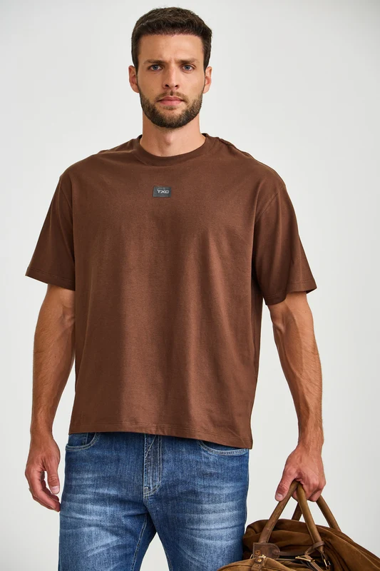 CAMISETA REGULAR MALHAO 192950 MARROM ESCURO / GG