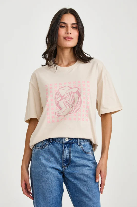 CAMISETA OVERSIZED FIO 30 51367 AREIA / P