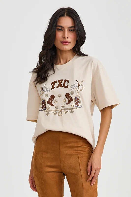 CAMISETA OVERSIZED FIO 30 51369 AREIA / GG