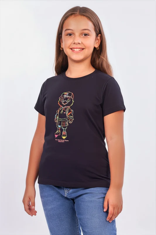 CAMISETA REGULAR FIO 30 51337I INFANTIL PRETO / 4A