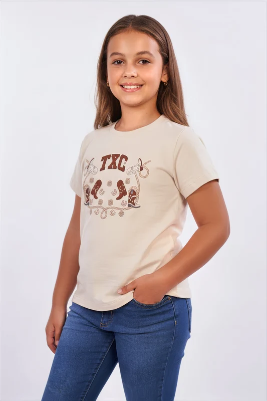 CAMISETA REGULAR FIO 30 51369I INFANTIL AREIA / 10A