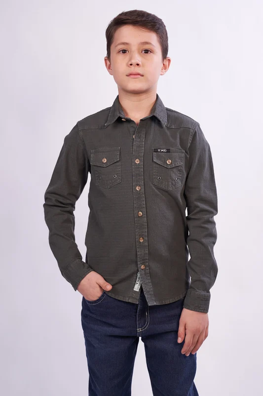 CAMISA ML WORKER SARJA 29465LI INFANTIL VERDE MILITAR / 6A