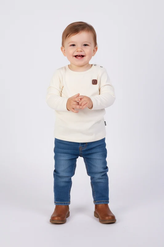 CAMISETA ML REGULAR FIO 30 195033I INFANTIL AREIA / 12M