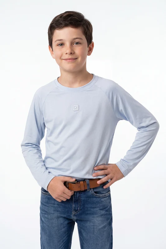 CAMISETA ML SLIM MALHA UV DRY 192973I INFANTIL AZUL CLARO / 8A