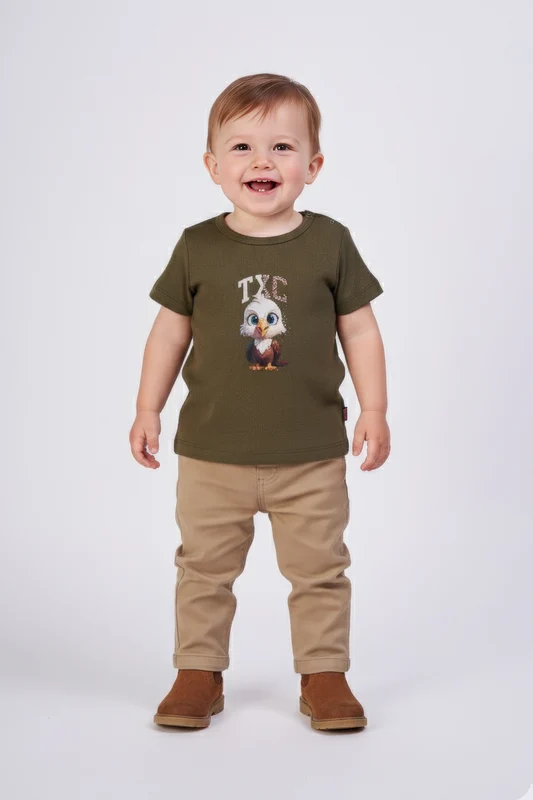CAMISETA REGULAR FIO 30 195025I INFANTIL VERDE MILITAR / 12M