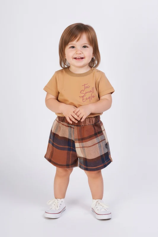 CAMISETA REGULAR FIO 30 51346FBY INFANTIL MARROM CLARO / 6M