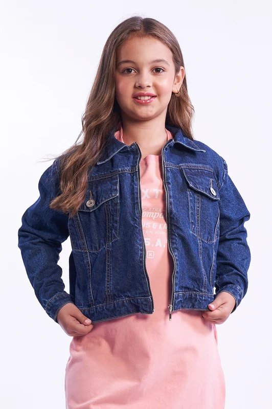 JAQUETA CROPPED JEANS 7416I INFANTIL JEANS / 18A