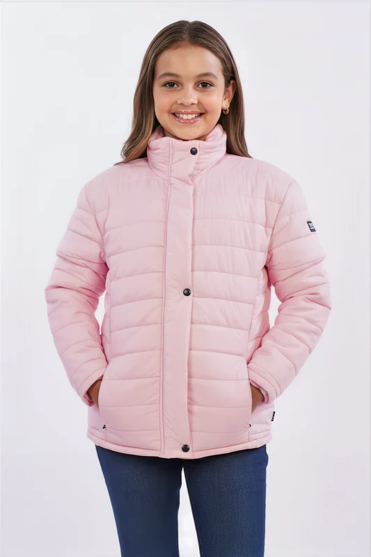 JAQUETA PUFFER MALHA TECH 7437I INFANTIL ROSA CLARO / 10A