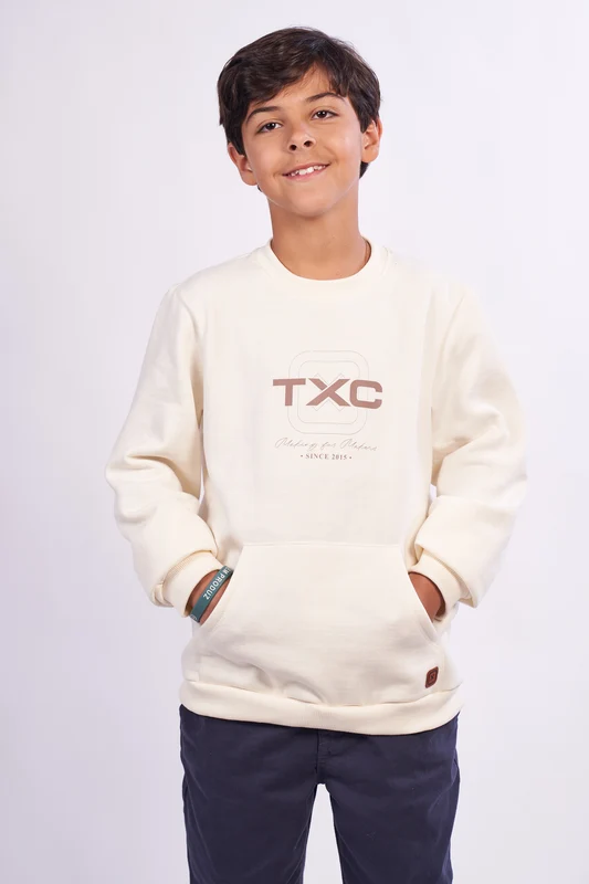 MOLETOM BLUSAO GOLA CARECA 3601I INFANTIL AREIA / 18A