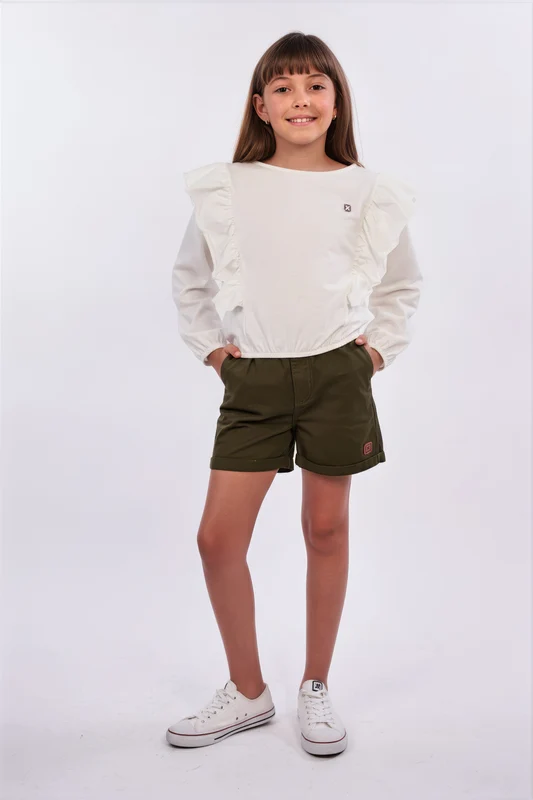 SHORT CURTO SARJA 23431I INFANTIL VERDE MILITAR / 12A