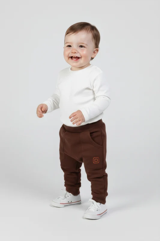 CALCA JOGGER MOLETINHO 25126I INFANTIL MARROM ESCURO / 18M