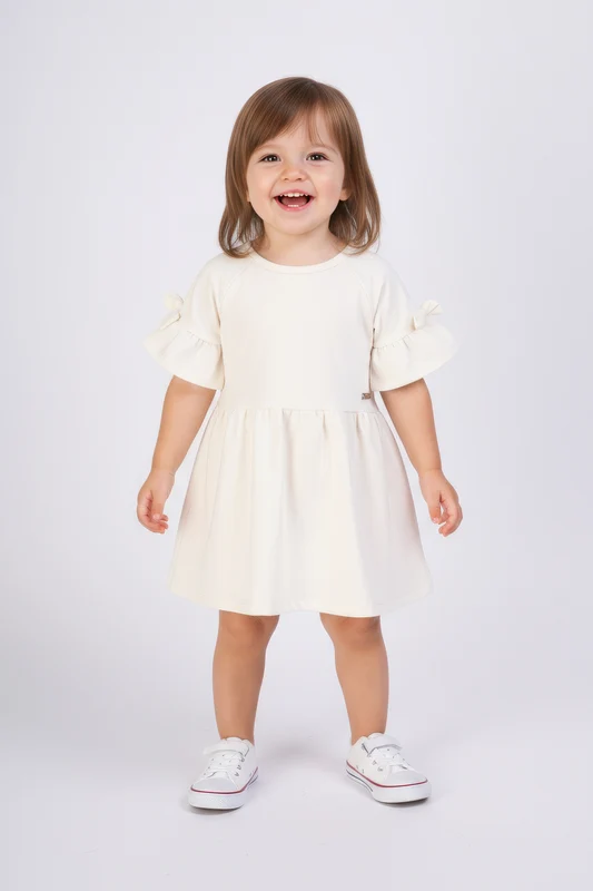 VESTIDO REGULAR FIO 30 40158BY INFANTIL AREIA / 6M