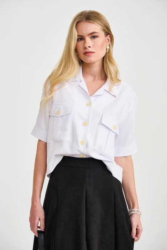CAMISA CROPPED VISCOSE 12417C BRANCO / M