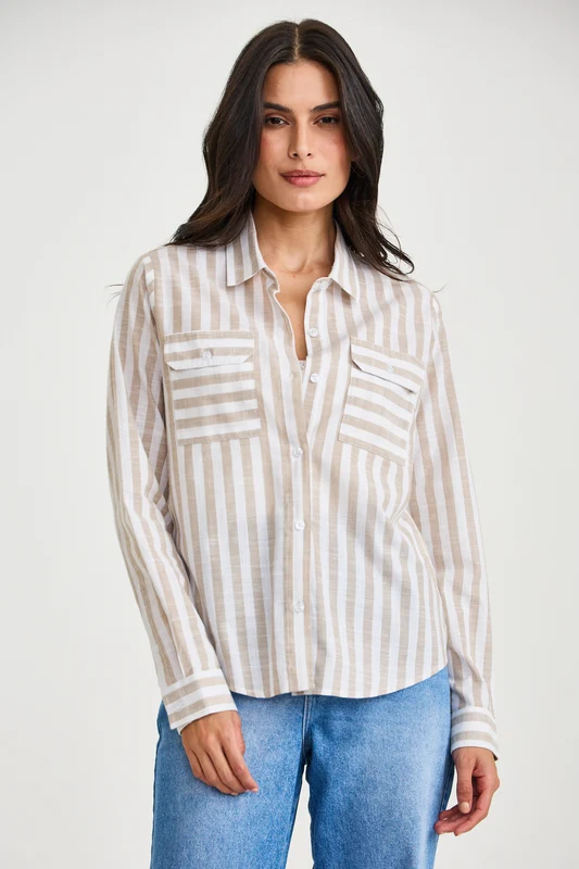 CAMISA ML WORKER FLAME 12400L LISTRADO / M