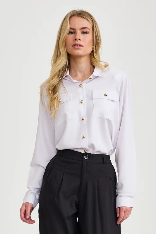 CAMISA ML REGULAR VISCOSE 12415L BRANCO / GG